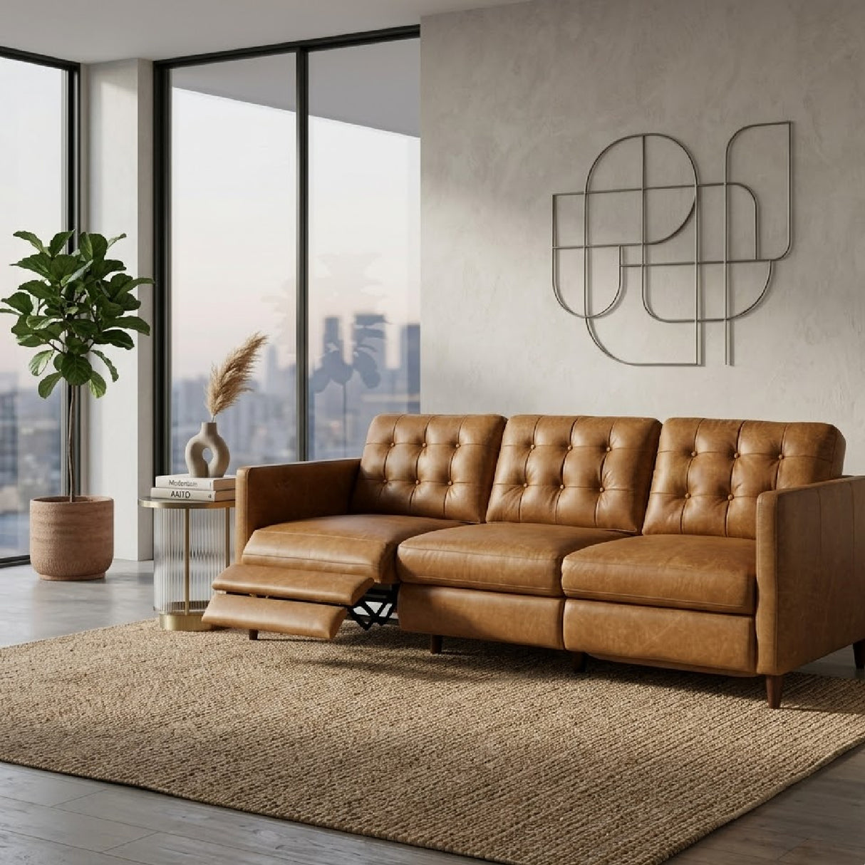 Mid-Century Leather Recliner Sofa | Oroa.com