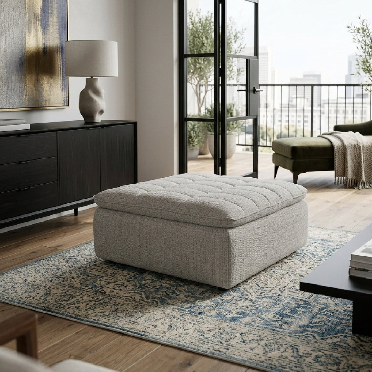 Modern European furniture - Grid Channeled Ottoman - www.oroa.com | Oroa.com