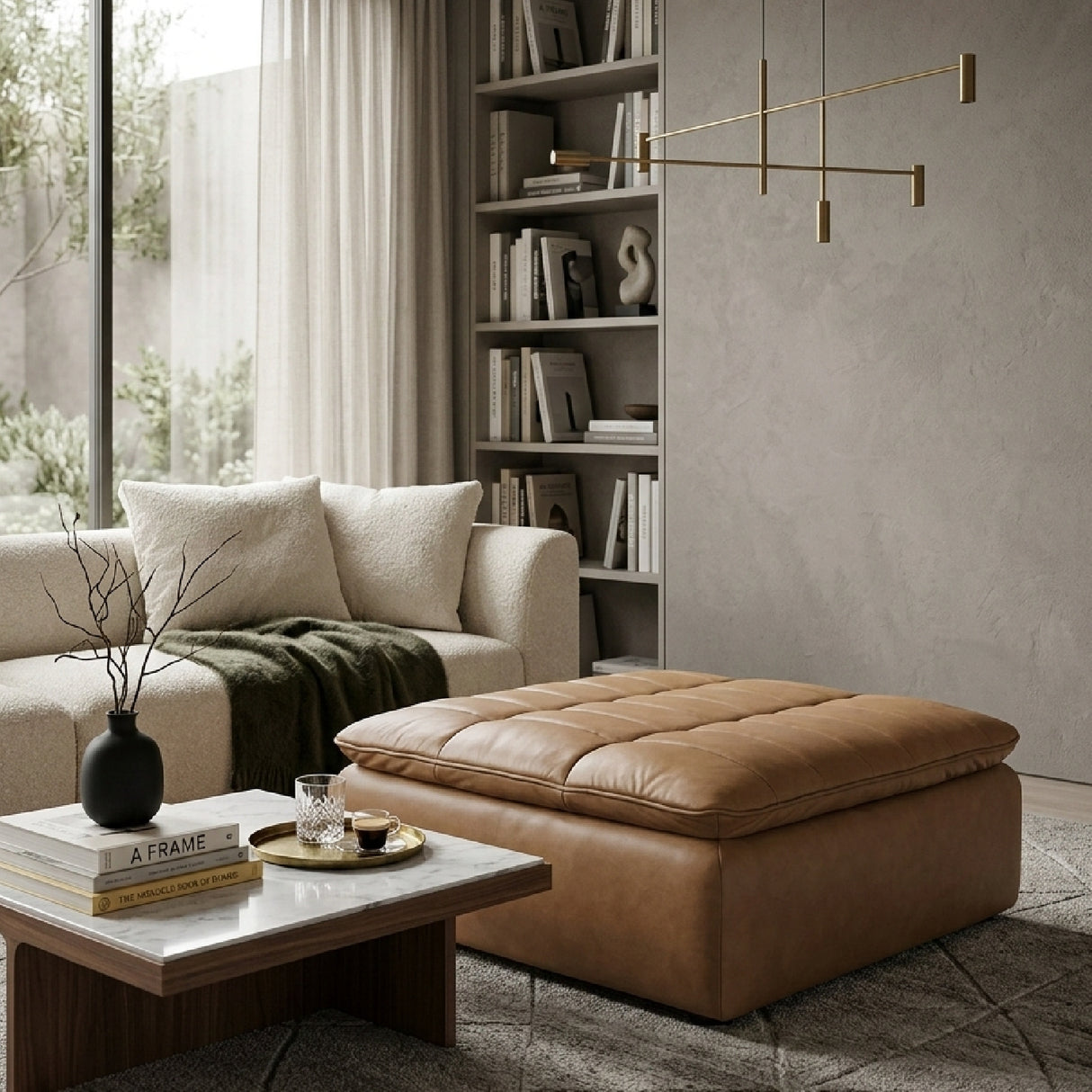 Modern European furniture - Grid Channeled Ottoman - www.oroa.com | Oroa.com