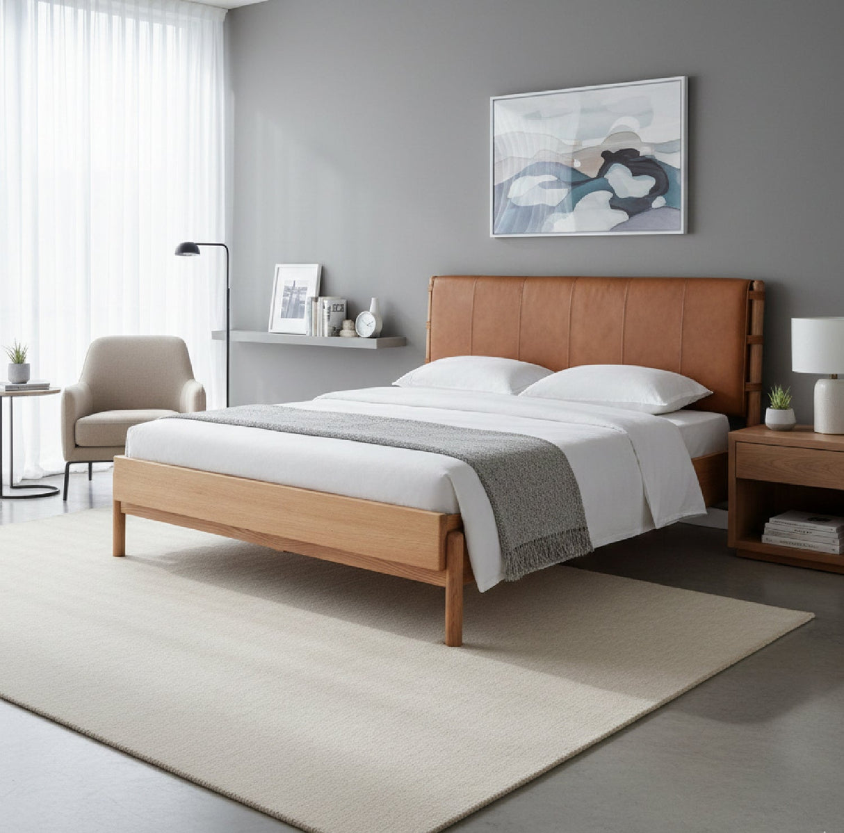 Modern European furniture - Brown Leather Bed - www.oroa.com | Oroa.com
