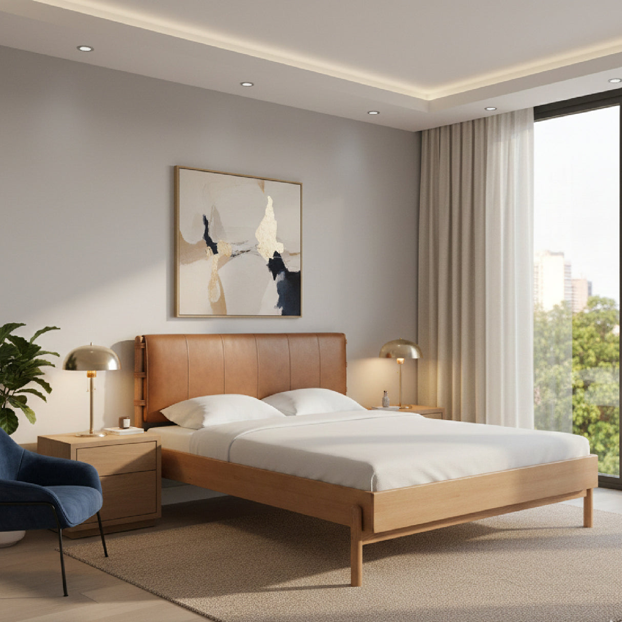 Modern European furniture - Brown Leather Bed - www.oroa.com | Oroa.com