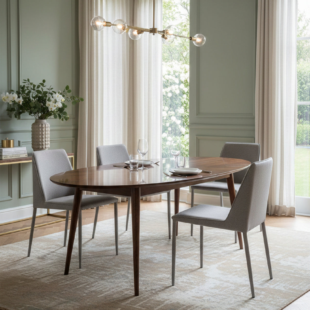 Modern European furniture - Gray Fabric Dining Chairs (2) - www.oroa.com