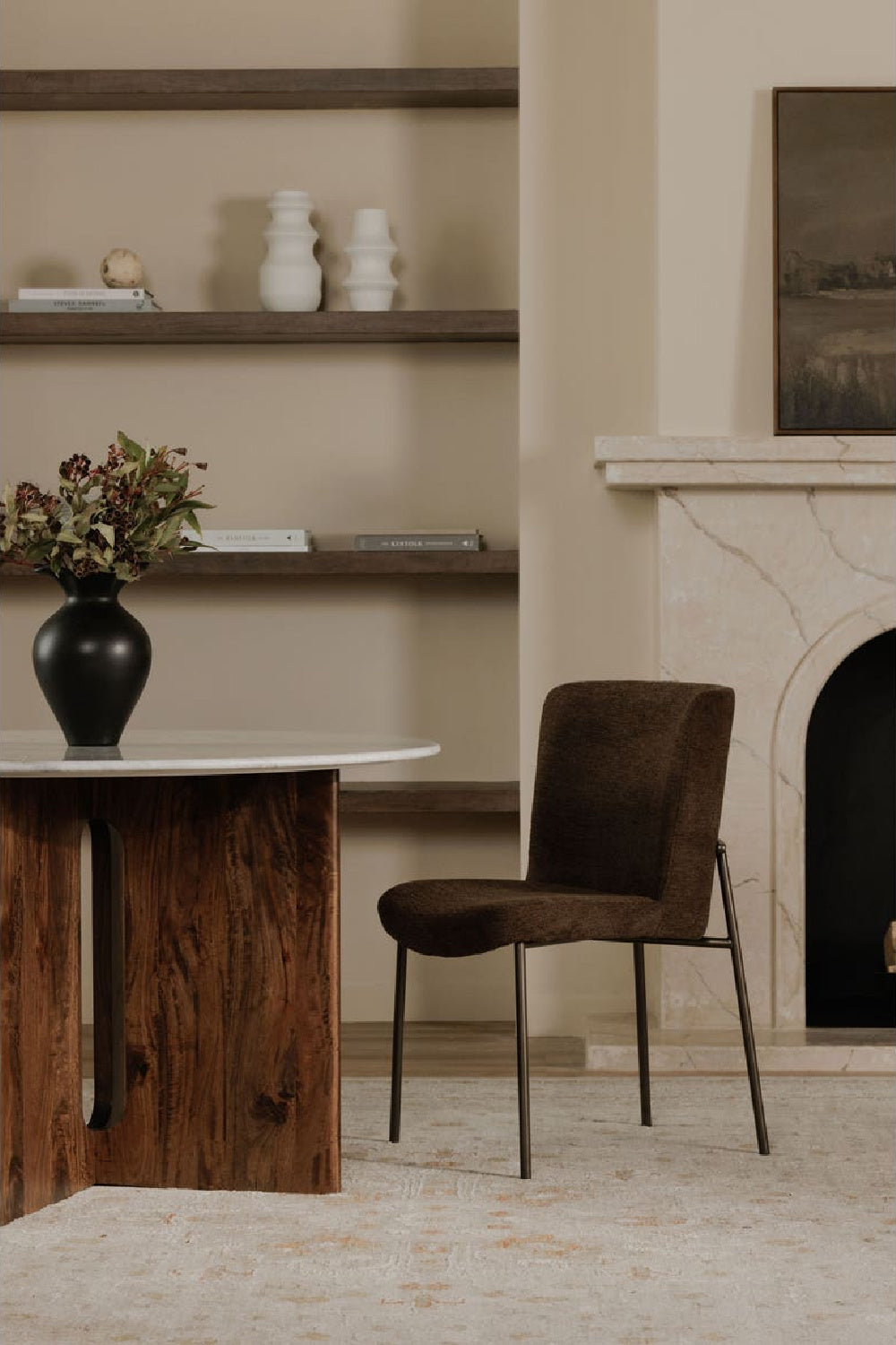 Modern European furniture - Blackened Bronze Frame Dining Chairs (2) - www.oroa.com | Oroa.com