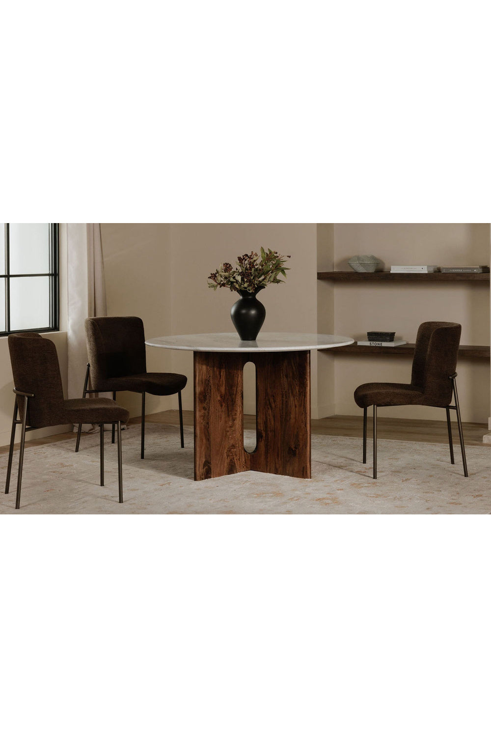 Modern European furniture - Blackened Bronze Frame Dining Chairs (2) - www.oroa.com | Oroa.com
