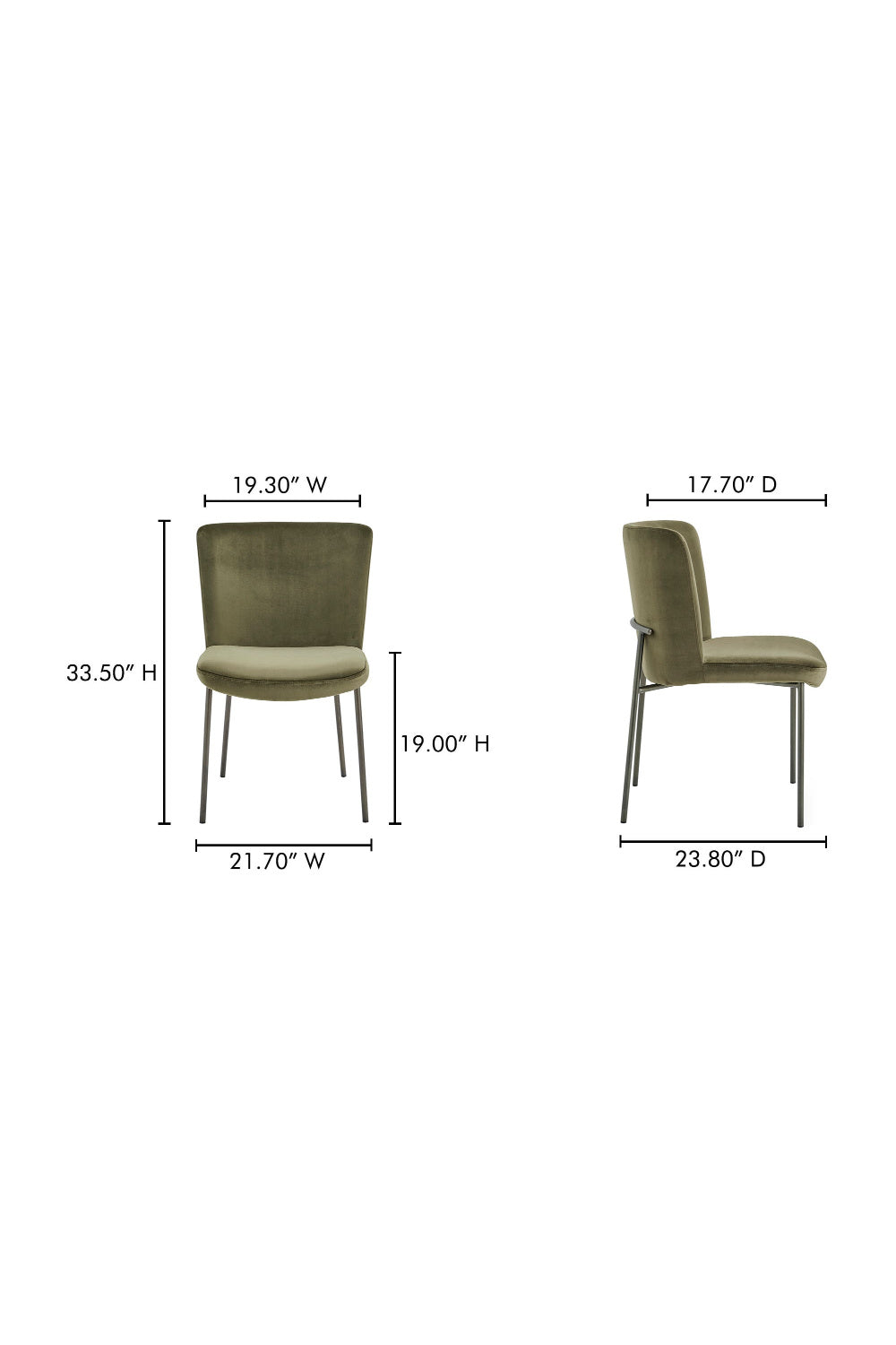 Modern European furniture - Blackened Bronze Frame Dining Chairs (2) - www.oroa.com | Oroa.com