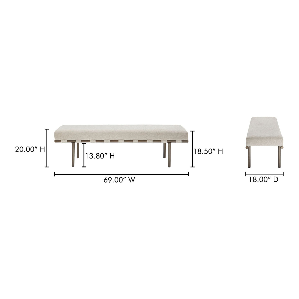 Modern European furniture - Beige Upholstered Dining Bench - www.oroa.com | Oroa.com