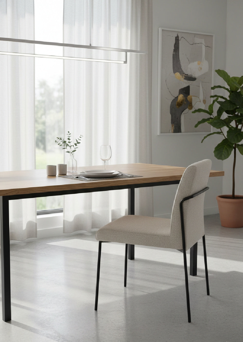 Modern European furniture - Minimalist Padded Dining Chairs (2) - www.oroa.com | Oroa.com