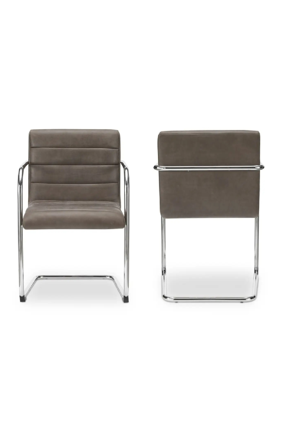 Cantilevered Brown Leather Dining Chairs (2) | Novi Living Pedro | Oroa.com
