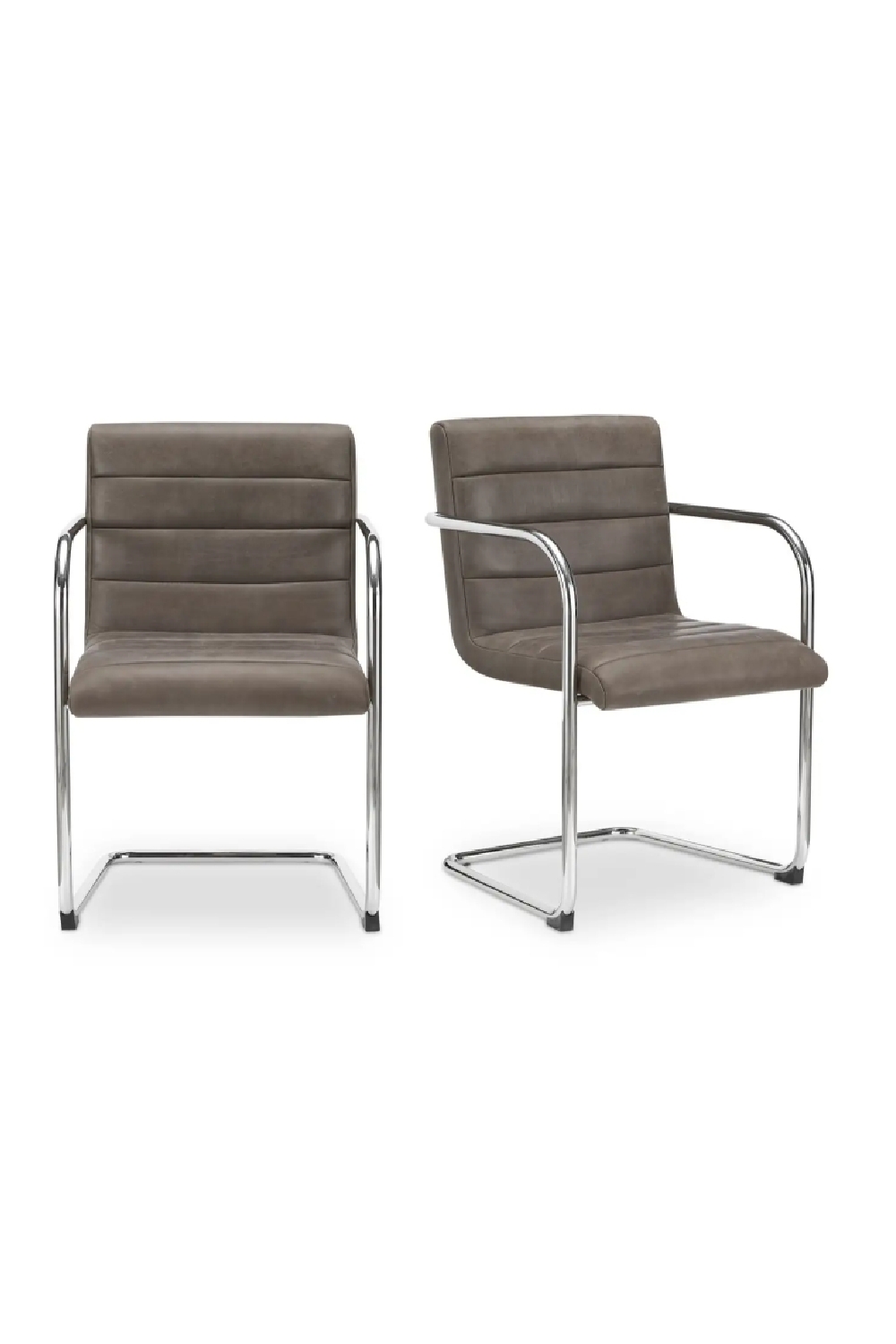 Modern European furniture - Cantilevered Brown Leather Dining Chairs (2) - www.oroa.com | Oroa.com