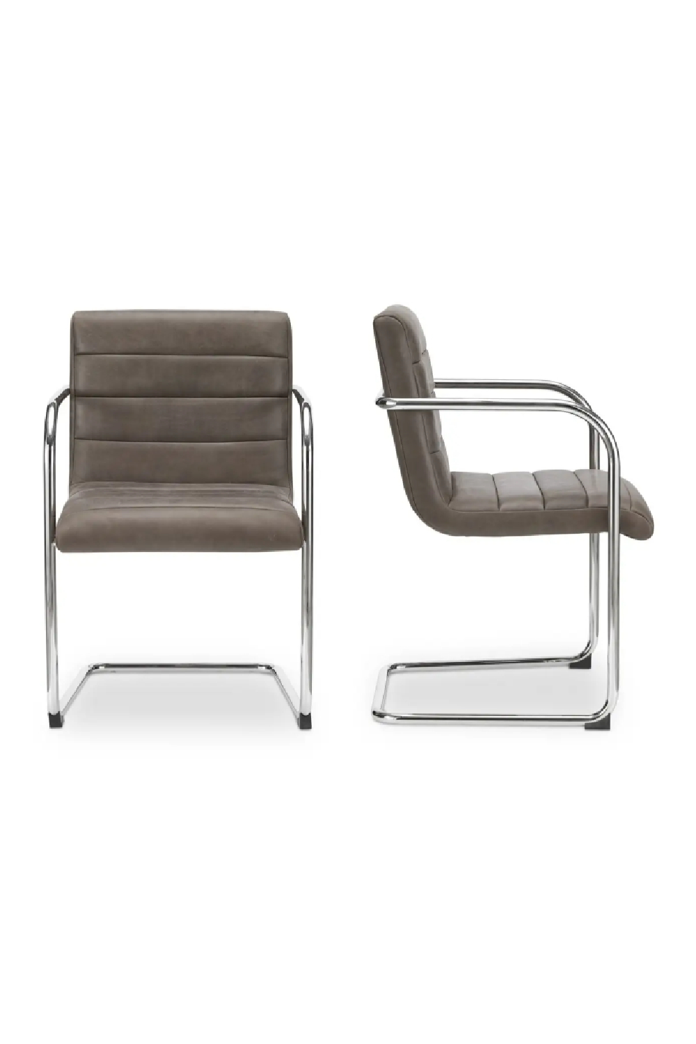 Modern European furniture - Cantilevered Brown Leather Dining Chairs (2) - www.oroa.com | Oroa.com