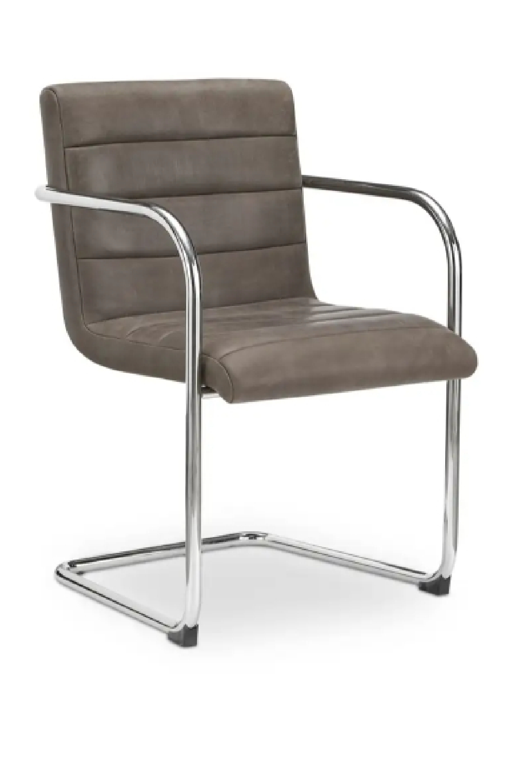 Cantilevered Brown Leather Dining Chairs (2) | Novi Living Pedro | Oroa.com