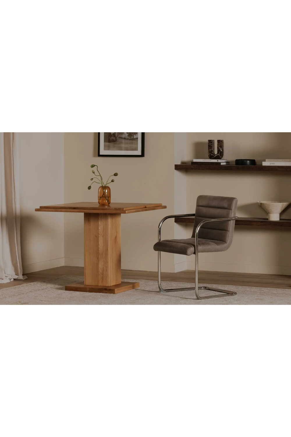 Modern European furniture - Cantilevered Brown Leather Dining Chairs (2) - www.oroa.com | Oroa.com