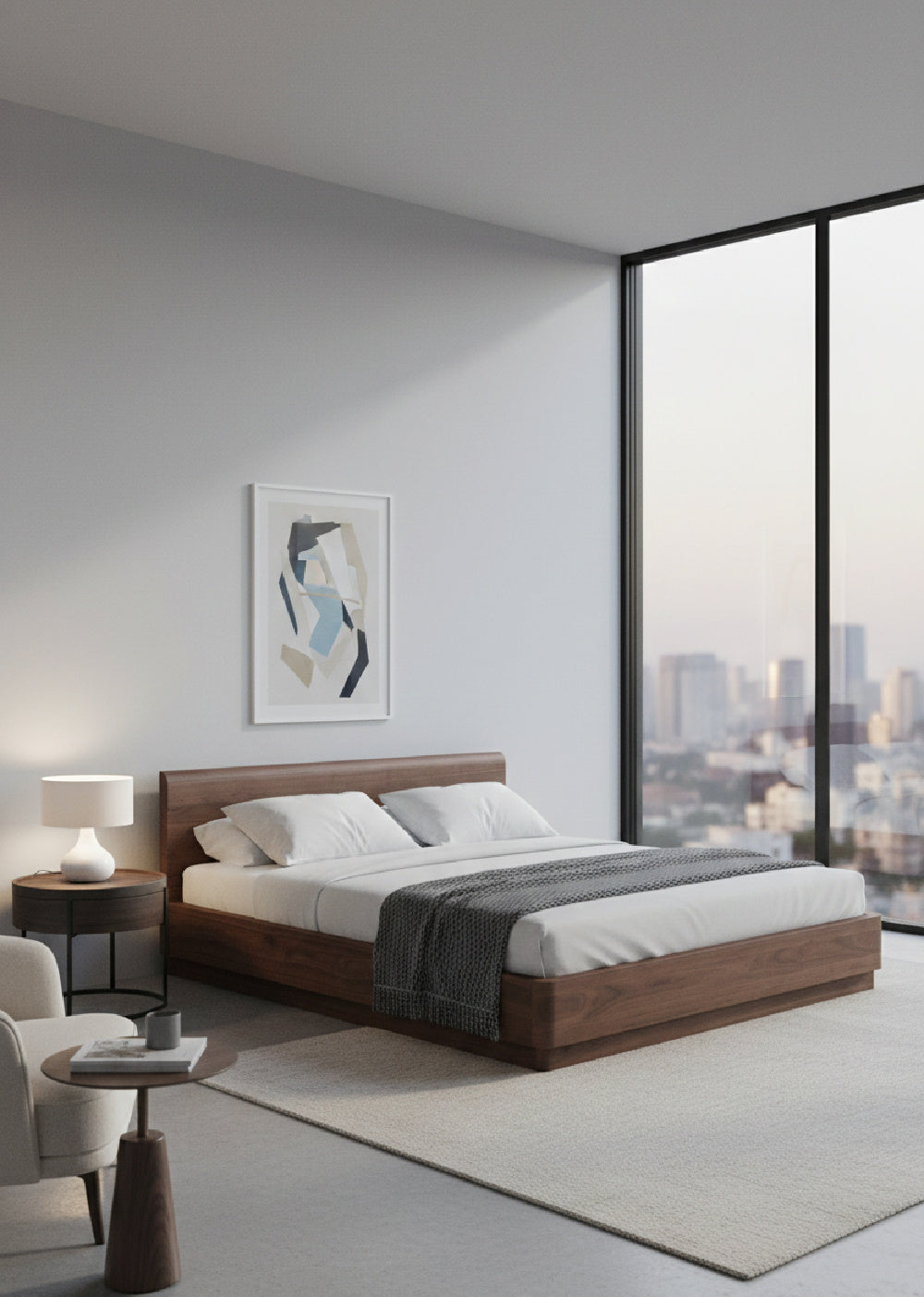 Modern European furniture - Walnut Veneer Bed - www.oroa.com | Oroa.com