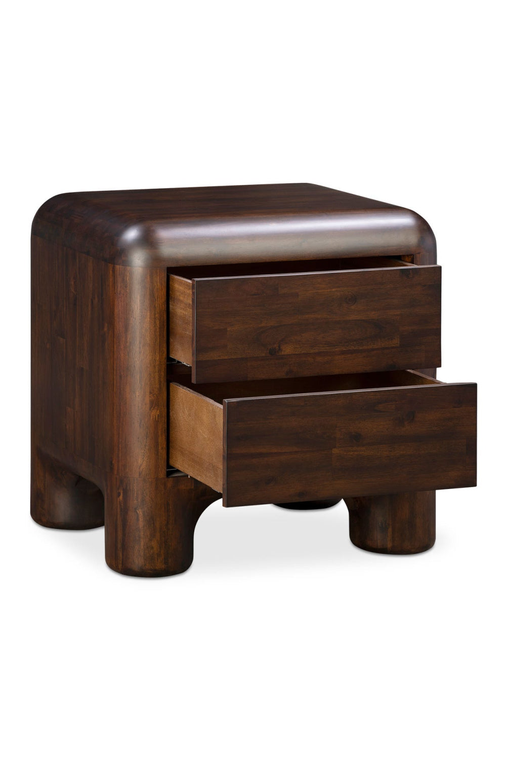 Brown Acacia 2-Drawer Nightstand | Oroa.com