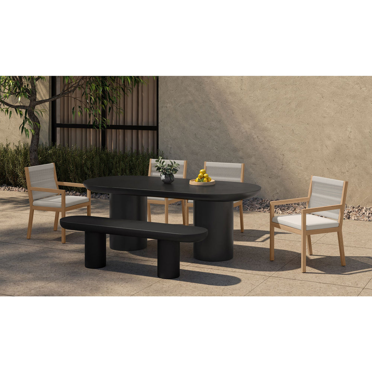 Modern European furniture - Black Indoor/Outdoor Oval Dining Table - www.oroa.com | Oroa.com