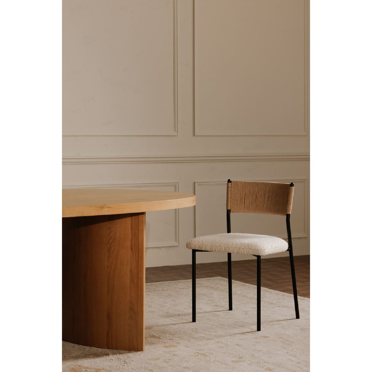 Modern European furniture - White Boucle Dining Chair (2) - www.oroa.com | Oroa.com