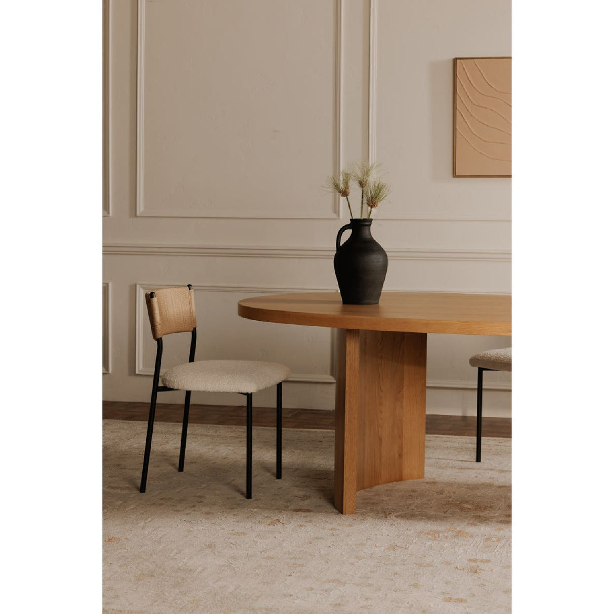 Modern European furniture - White Boucle Dining Chair (2) - www.oroa.com | Oroa.com