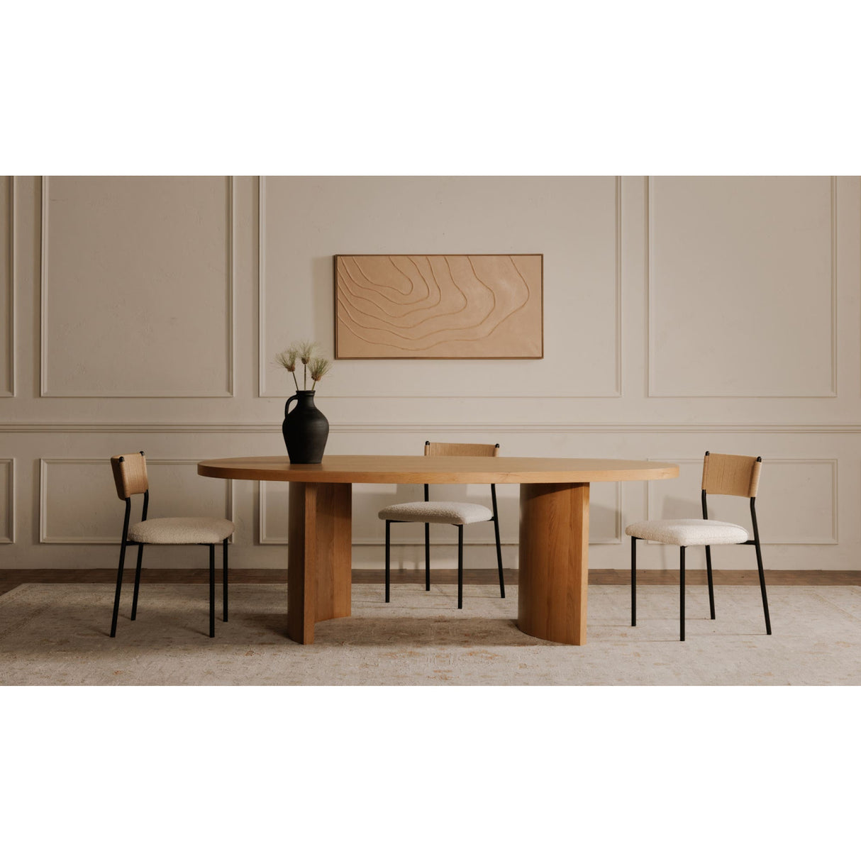 Modern European furniture - White Boucle Dining Chair (2) - www.oroa.com | Oroa.com