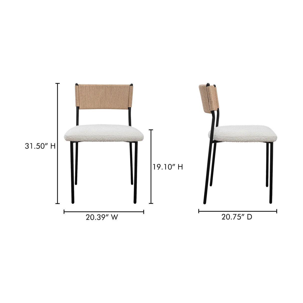 Modern European furniture - White Boucle Dining Chair (2) - www.oroa.com | Oroa.com