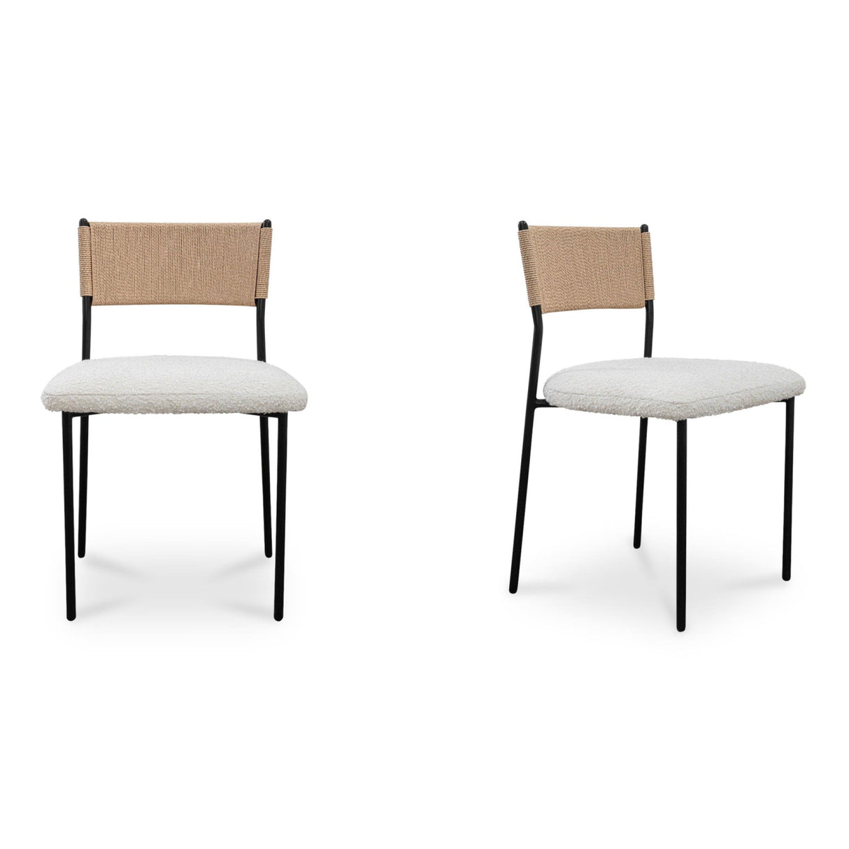 Modern European furniture - White Boucle Dining Chair (2) - www.oroa.com | Oroa.com