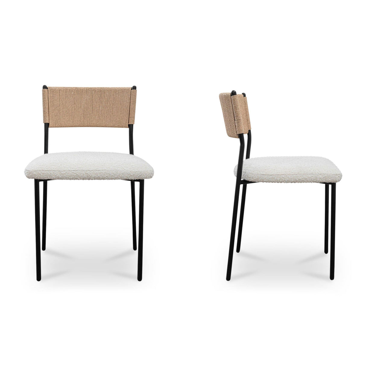 Modern European furniture - White Boucle Dining Chair (2) - www.oroa.com | Oroa.com