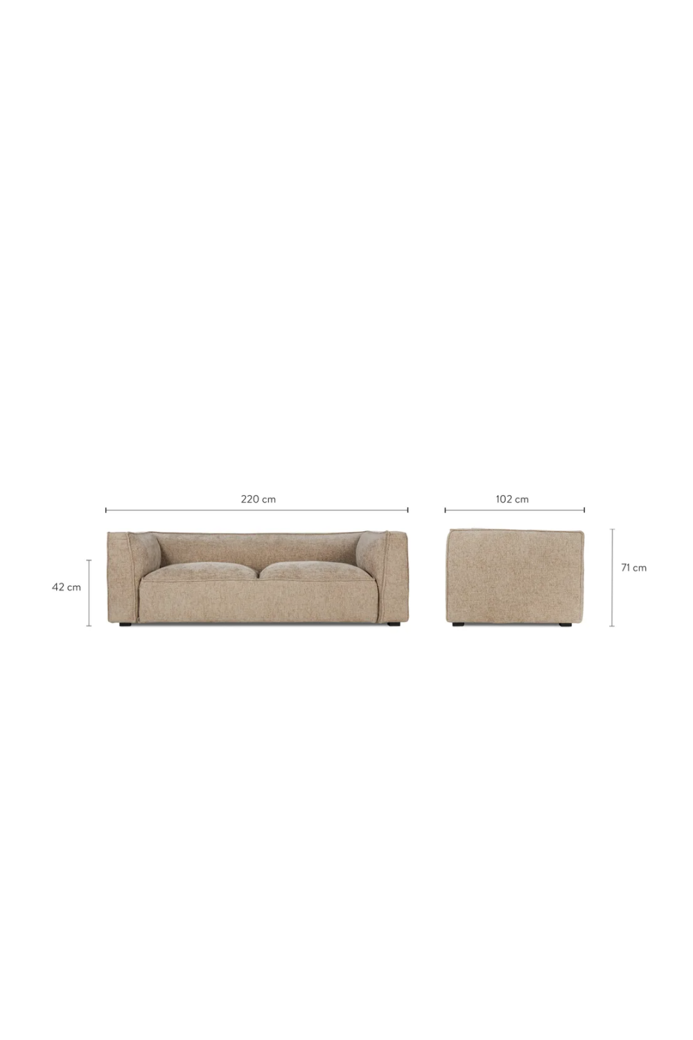 Piped Upholstered 3-Seater Sofa | NV Gallery Auster | Oroa.com