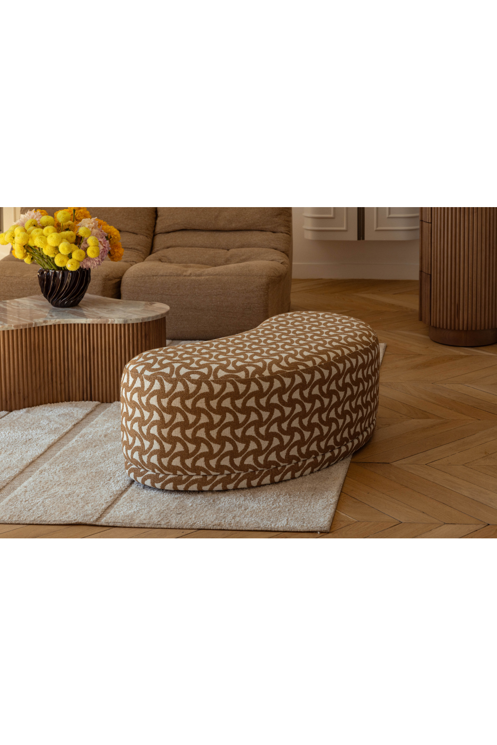Pebble-Shaped Upholstered Bench | NV Gallery Enzo | Oroa.com