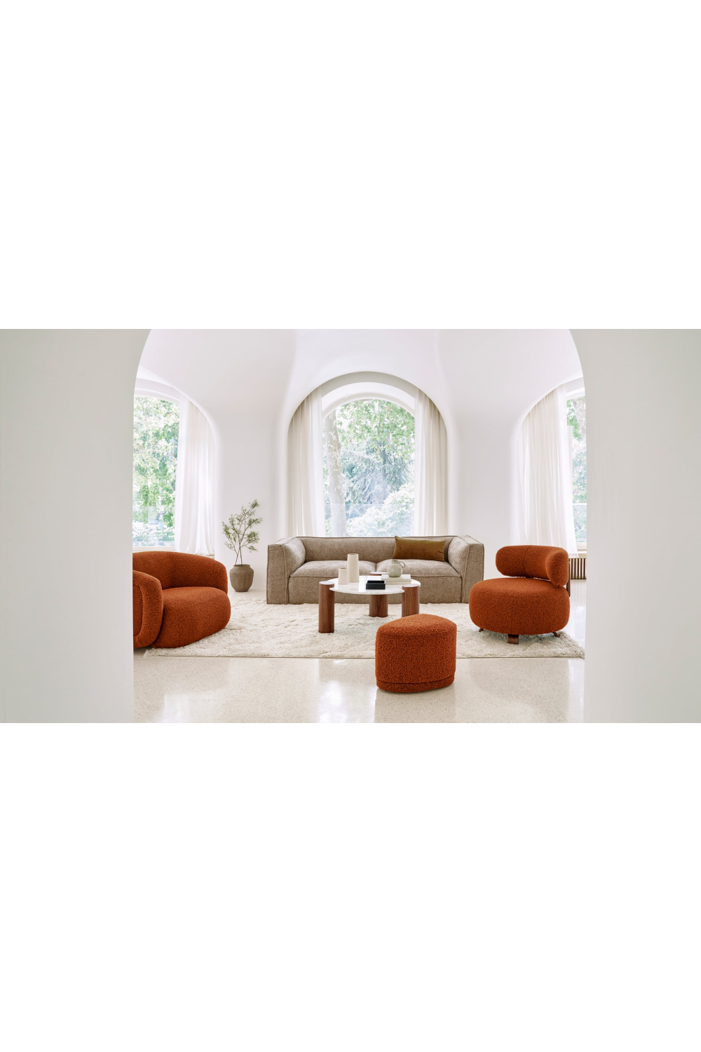 Pebble-Shaped Upholstered Pouf | NV Gallery Enzo | Oroa.com