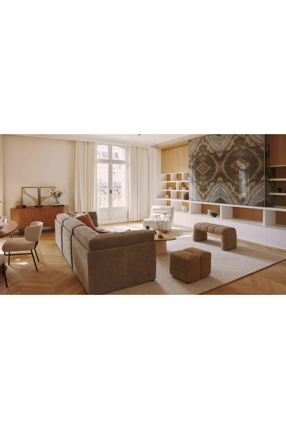 Yellow Tweed Upholstered Bench | NV Gallery Meeko | Oroa.com