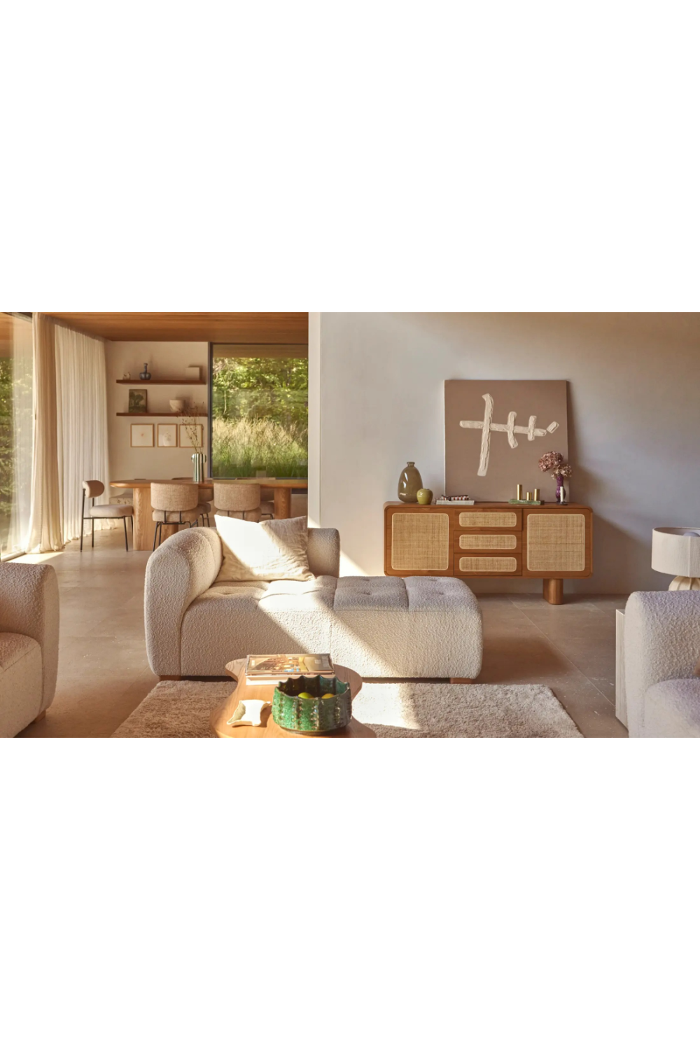 White Boucle Chaise Lounge | NV Gallery Belize | Oroa.com