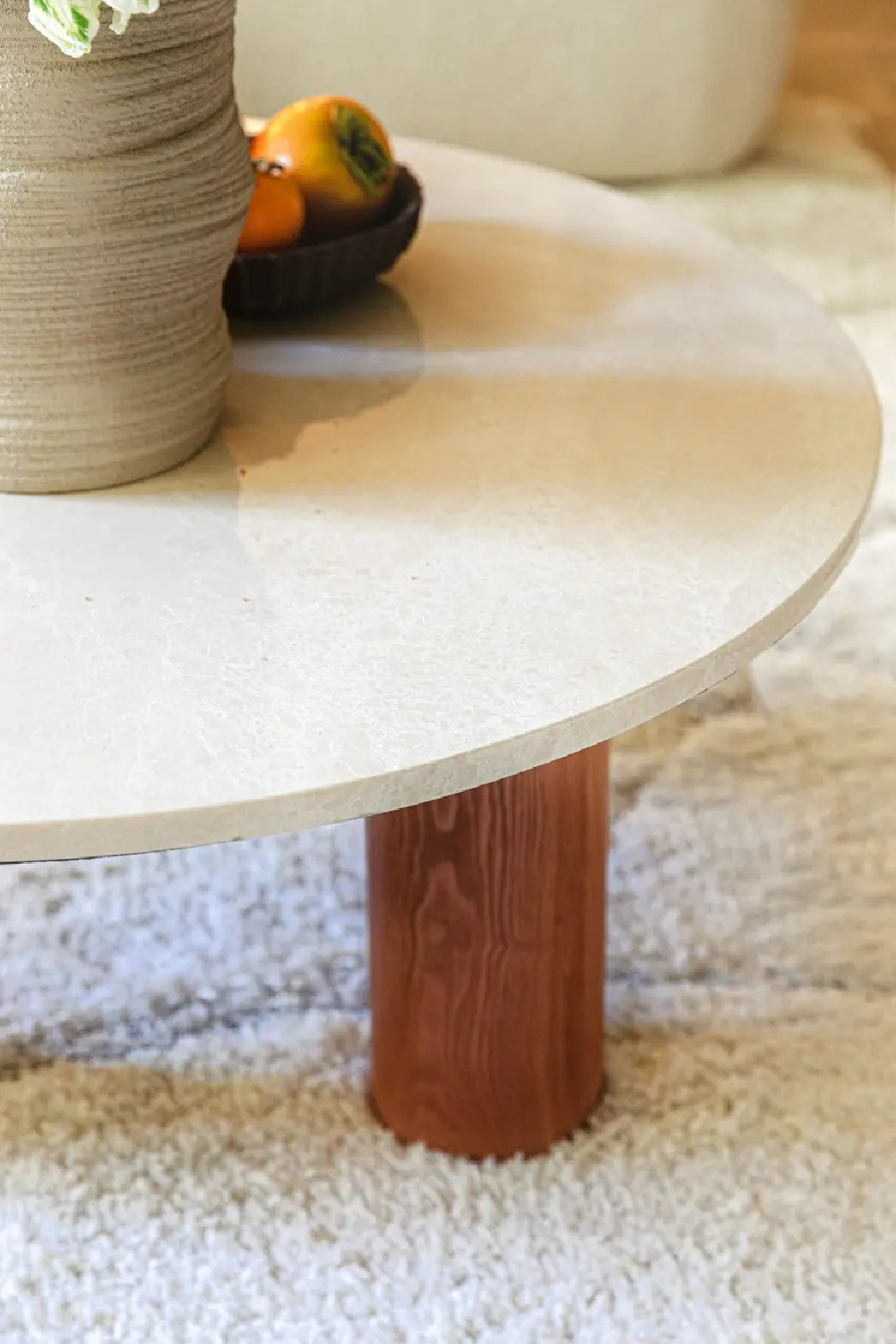 Beige Marble Round Coffee Table | NV Gallery Andrea | Oroa.com
