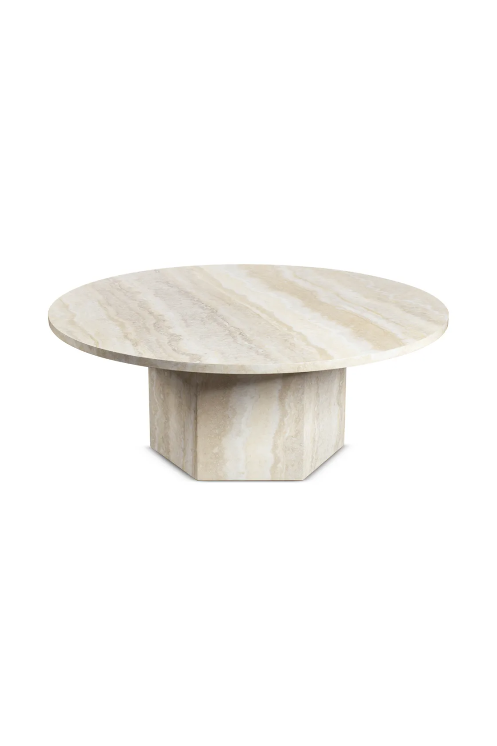 Round Glossy Travertine Coffee Table | NV Gallery Sienna | Oroa.com