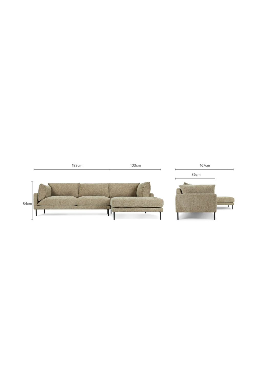 Taupe Tweed Corner Sofa | NV Gallery Ethan | Oroa.com