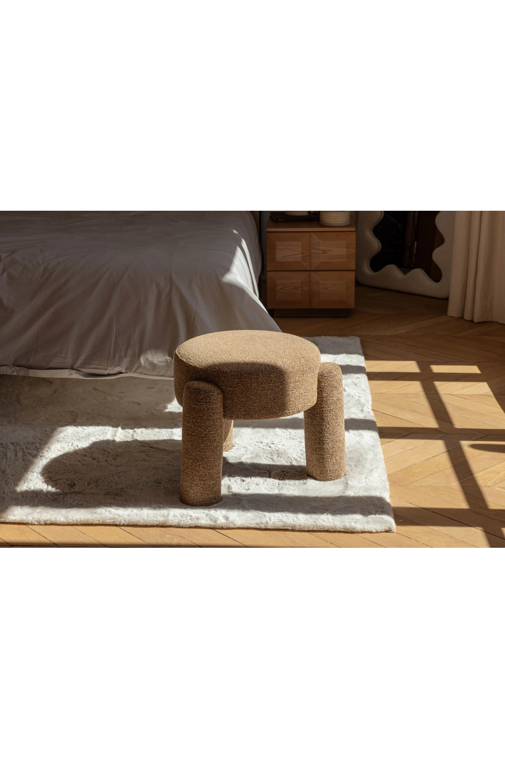 Brown Tweed Round Stool | NV Gallery Luqa | Oroatrade.com