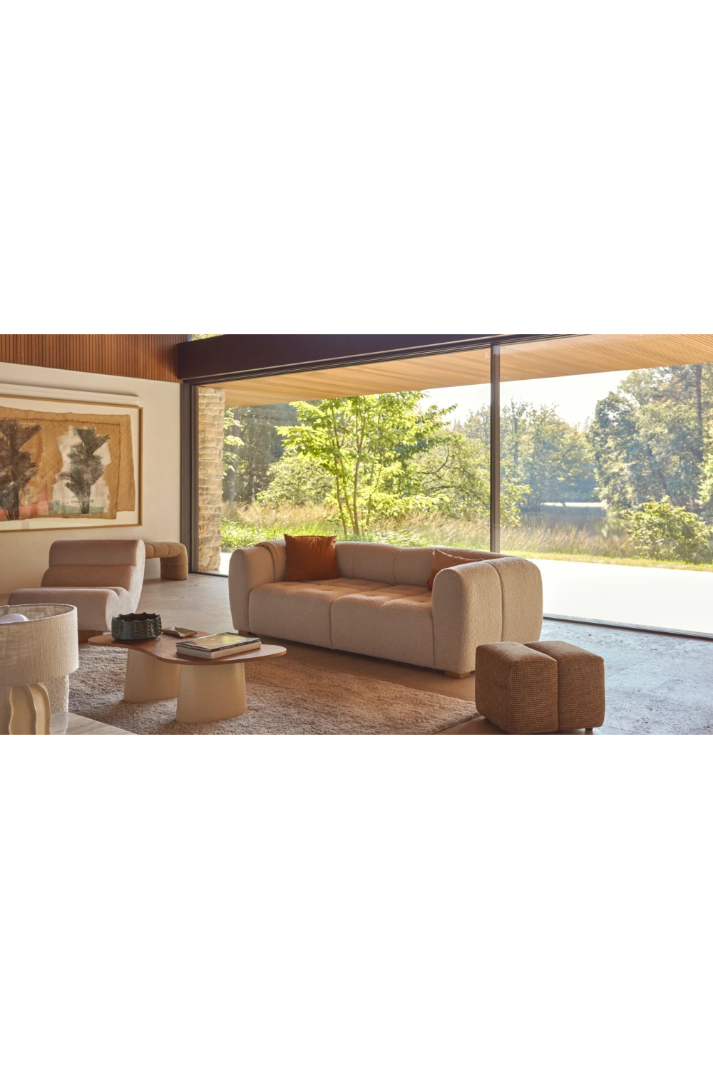 Yellow Tweed Pouf | NV Gallery Nami | Oroa.com