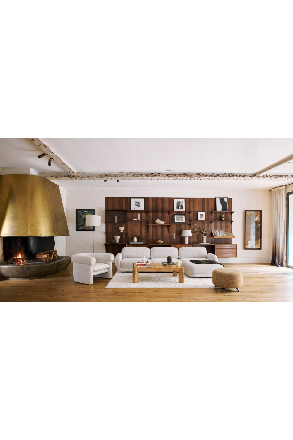 Yellow Tweed Round Pouf | NV Gallery Platon | Oroa.com