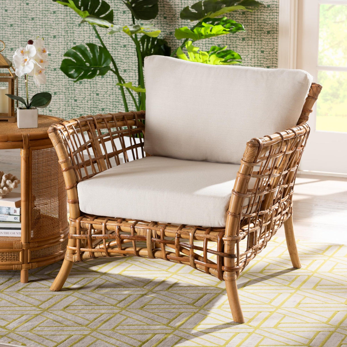 Modern European furniture - Rattan Flared Arm Lounge Chair - www.oroa.com | Oroa.com