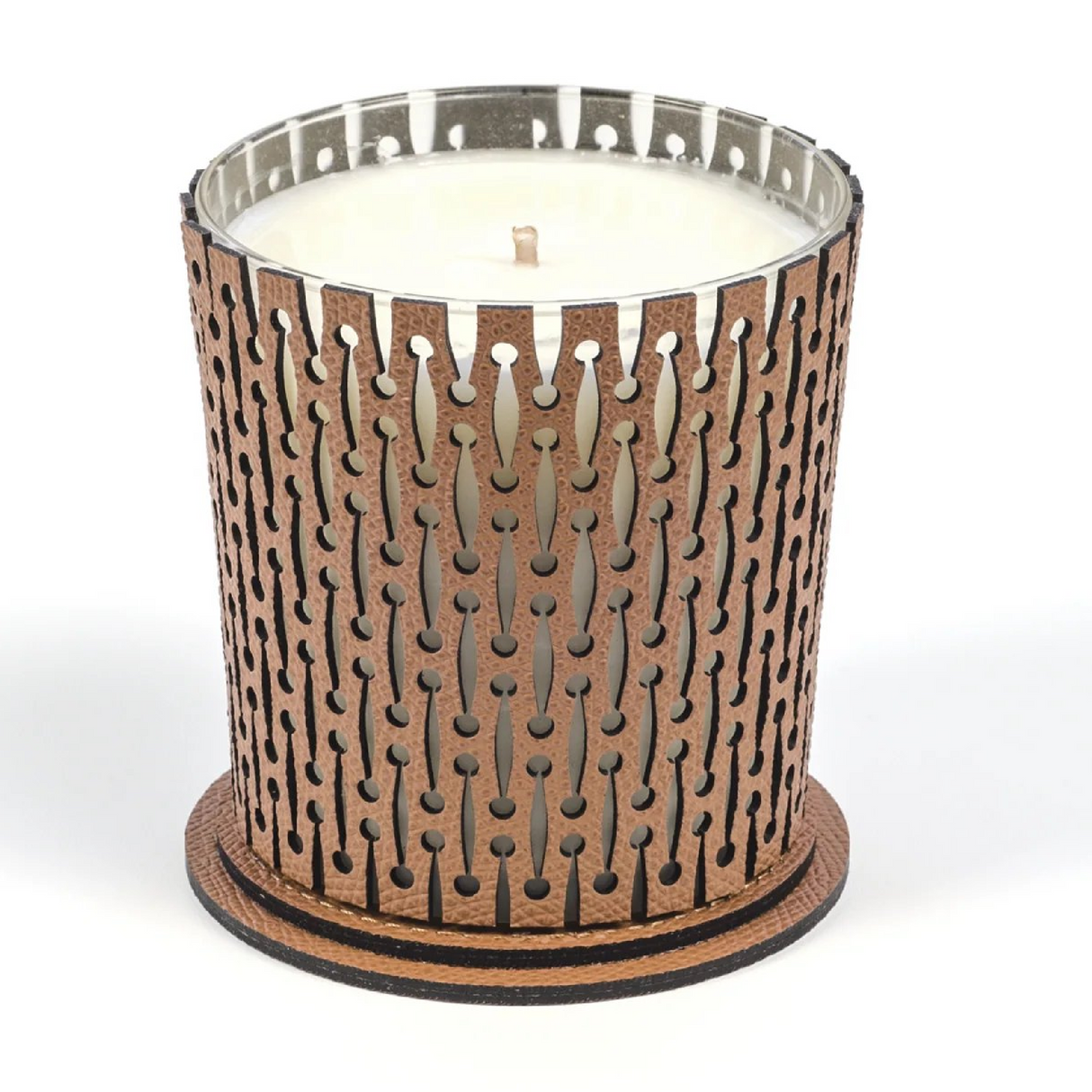 Leather Covered Glass Candle | Pinetti | OROA.com