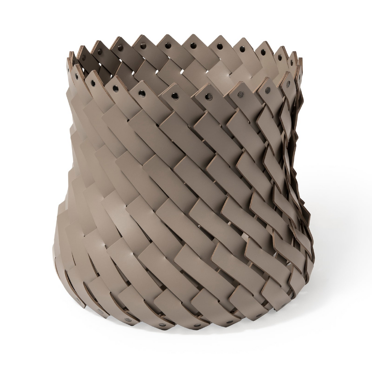Handwoven Leather Strips Basket M | Oroa.com