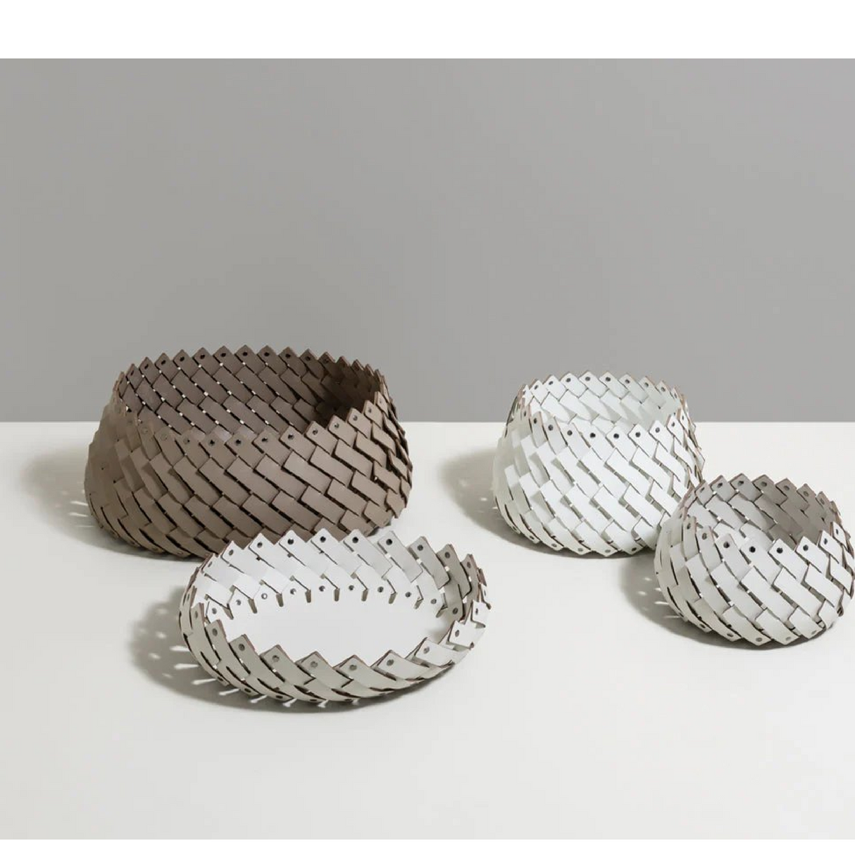 Leather Weave Oval Basket L | Oroa.com