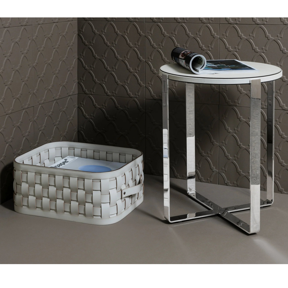 Rectangular Woven Leather Basket S | Pinetti Demetra | OROA.com