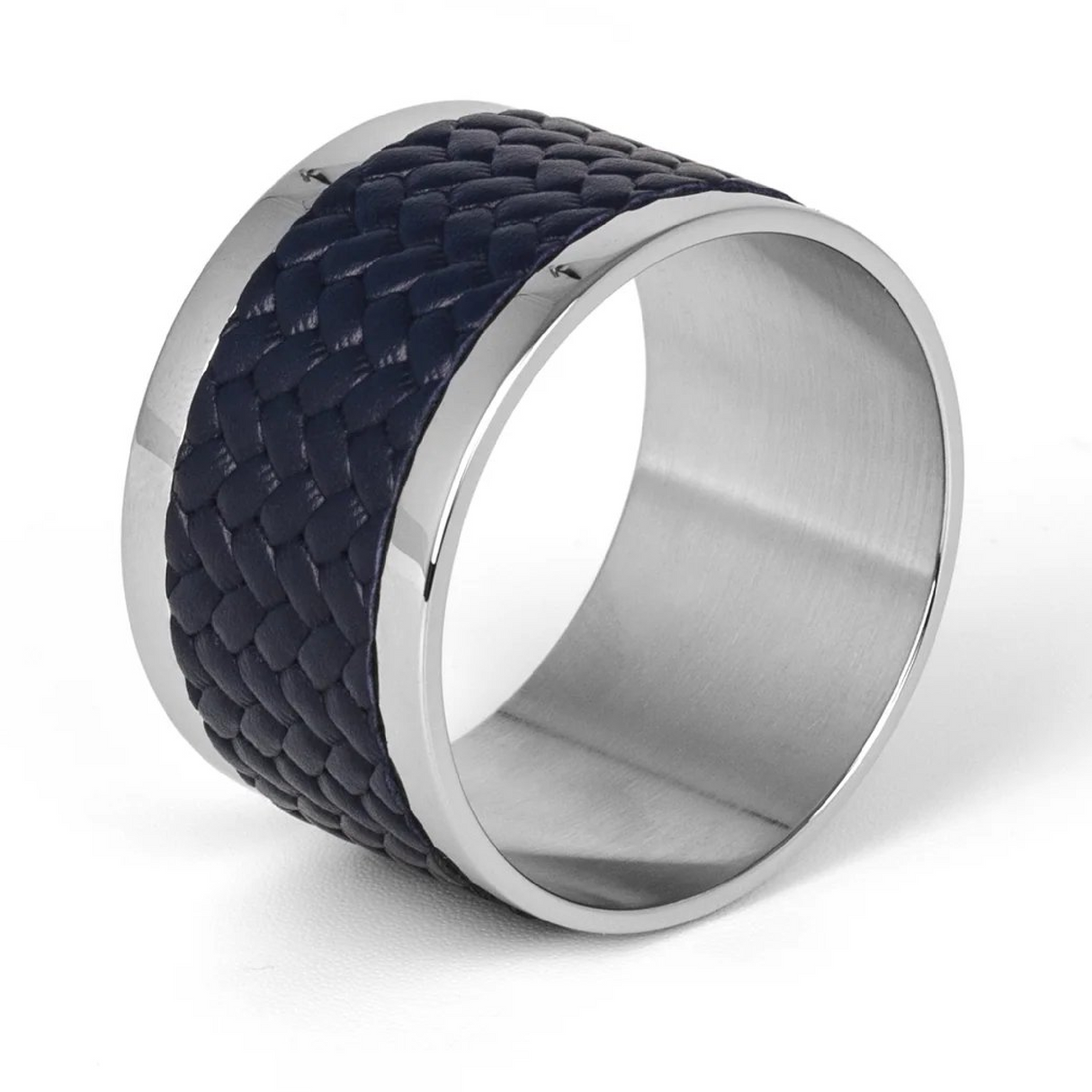 Leather Insert Metal Napkin Ring | Pinetti Saturno | OROA.com