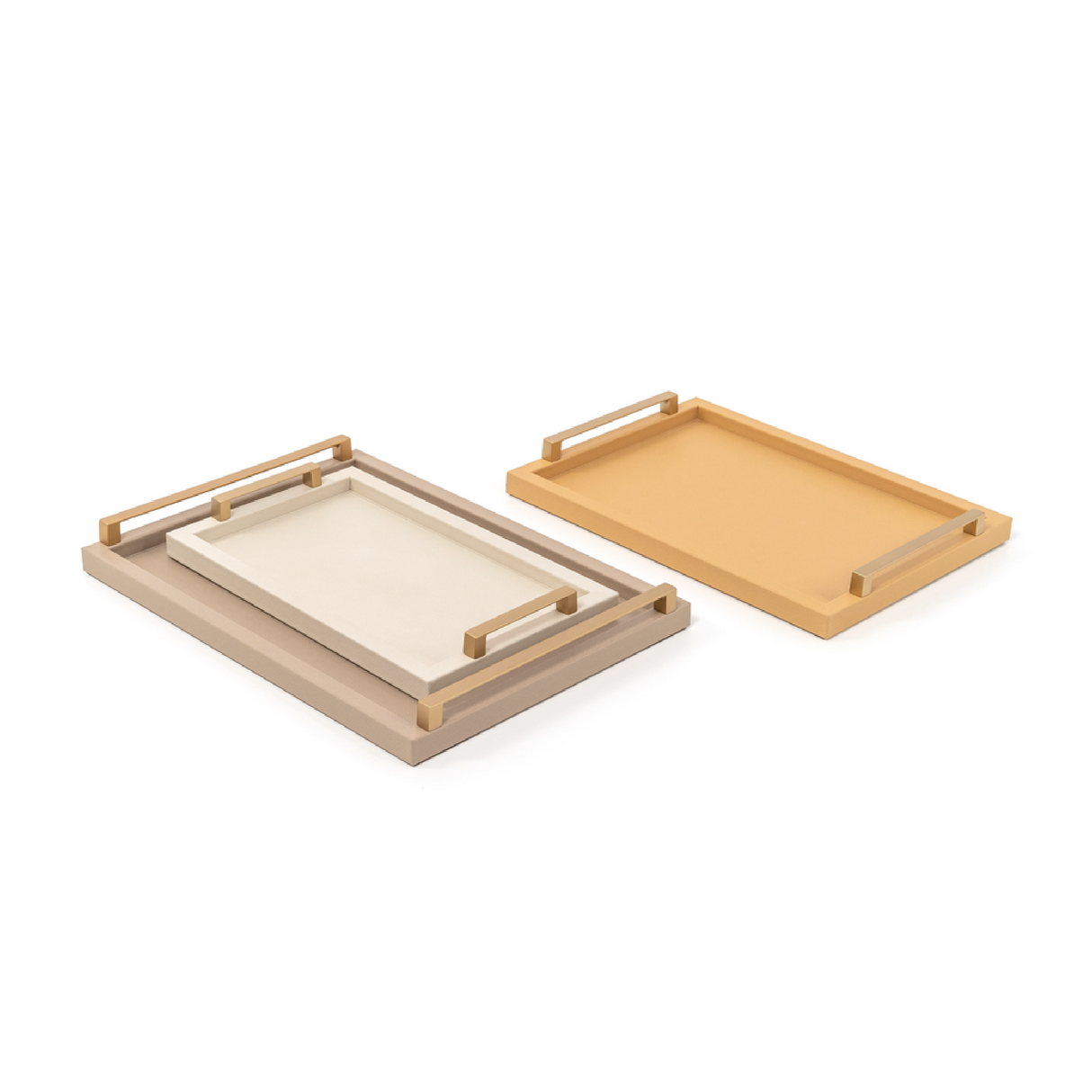 Leather Tray with Metal Handle | Pinetti Jupiter | OROA.com