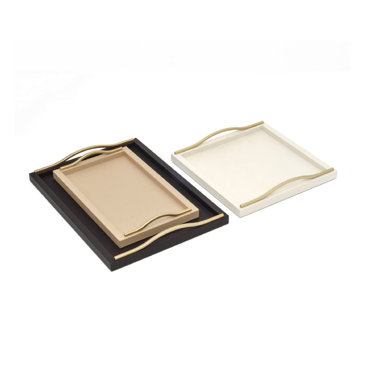 Wavy Handles Leather Tray | Pinetti Onda | OROA.com
