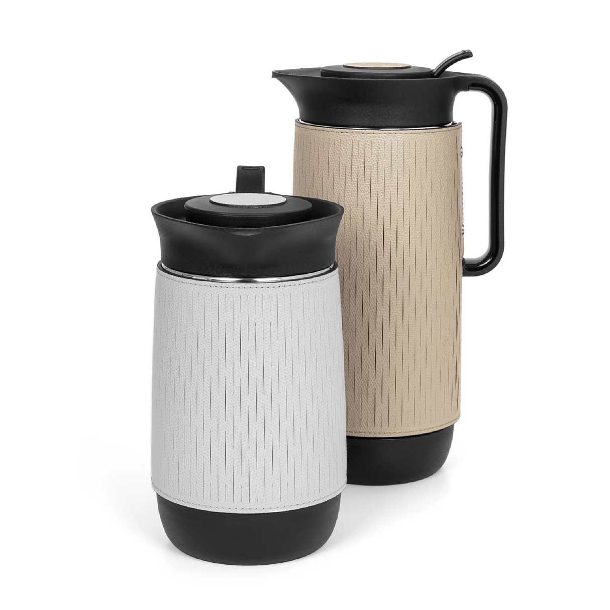 Grained Leather Covered Thermal Carafe | Pinetti Mocha | OROA.com
