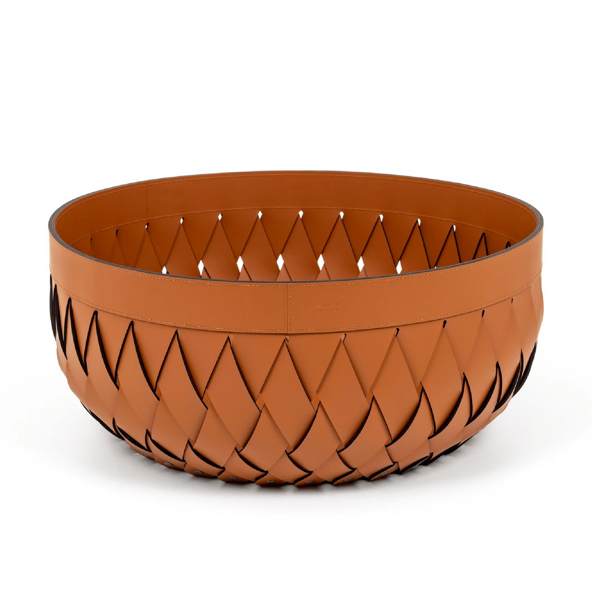 Handwoven Leather Round Basket L | Pinetti Canaria | OROA.com