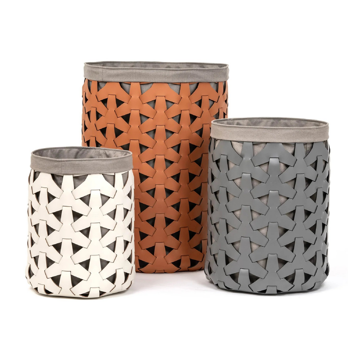 Woven Leather Round Basket | Pinetti Granada | OROA.com