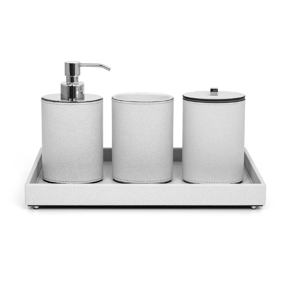 Oval Leather Covered Soap Dispenser | Pinetti Poseidon | OROA.com