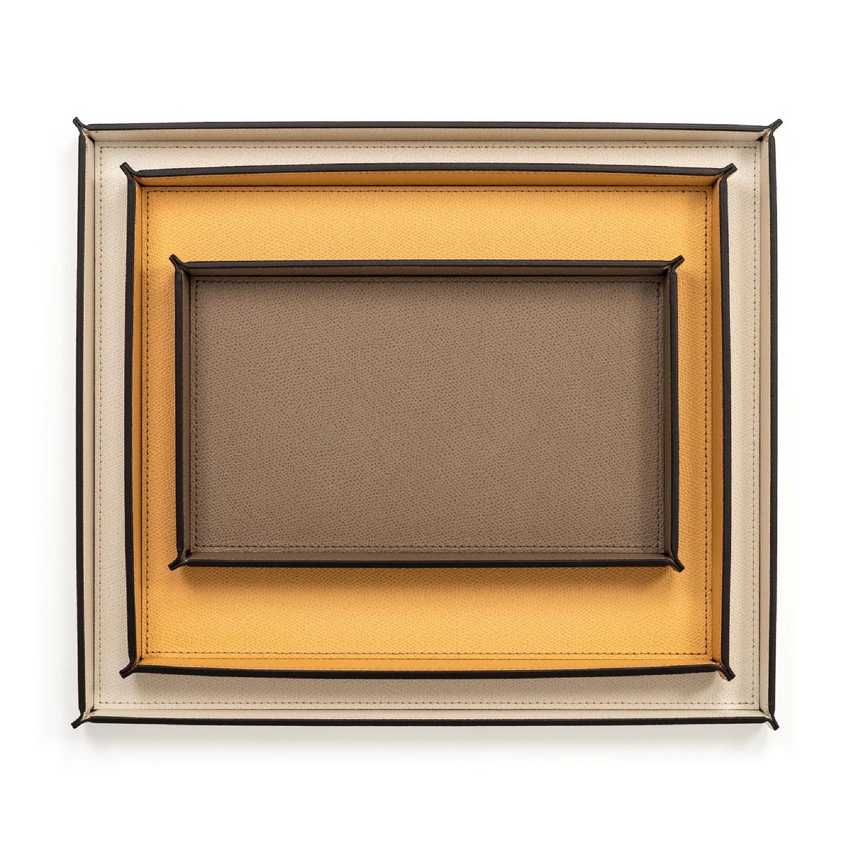 Rectangular Calfskin Leather Tray | Pinetti Leslie | OROA.com
