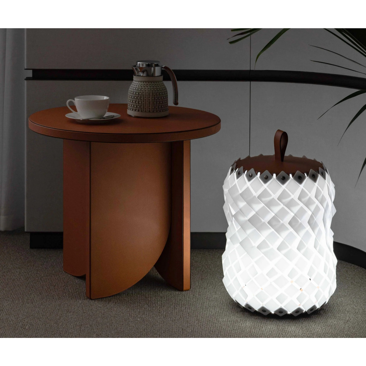 Woven Leather Floor Lantern | Oroa.com